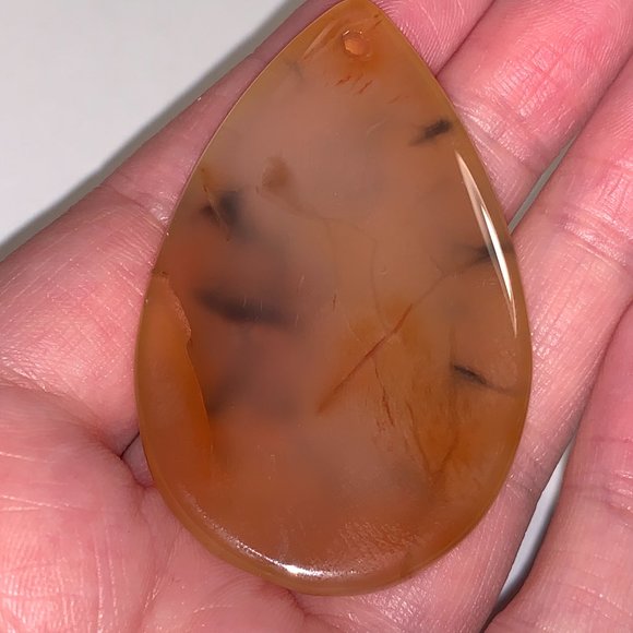 Orange and Black Dragon Veins Agate Teardrop Pendant - Picture 3 of 7